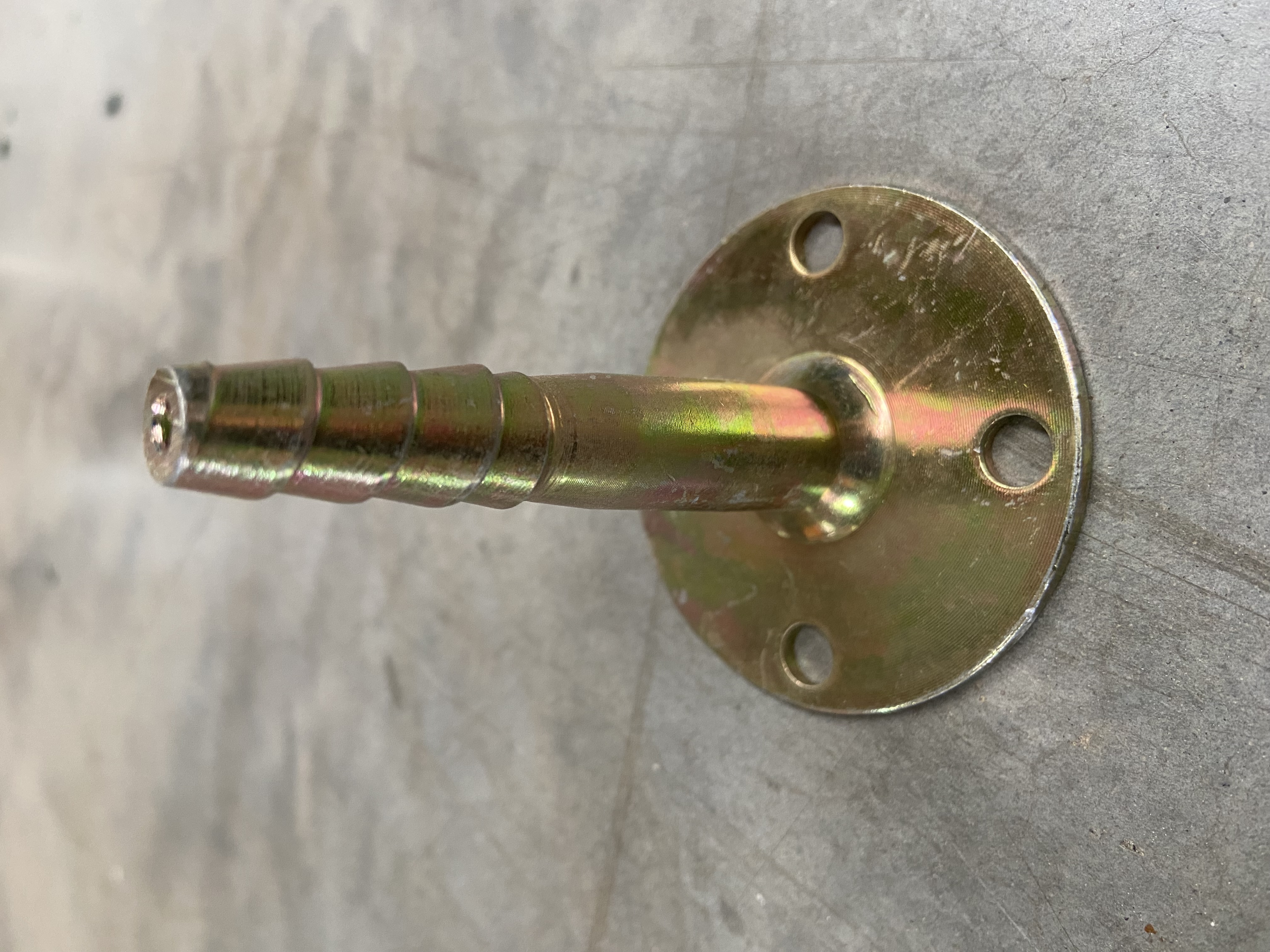 Threaded pin with round plate