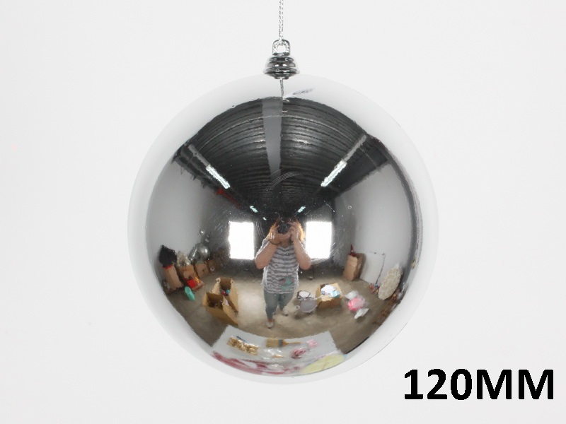 Christmas tree bauble (12 cm), shiny silver