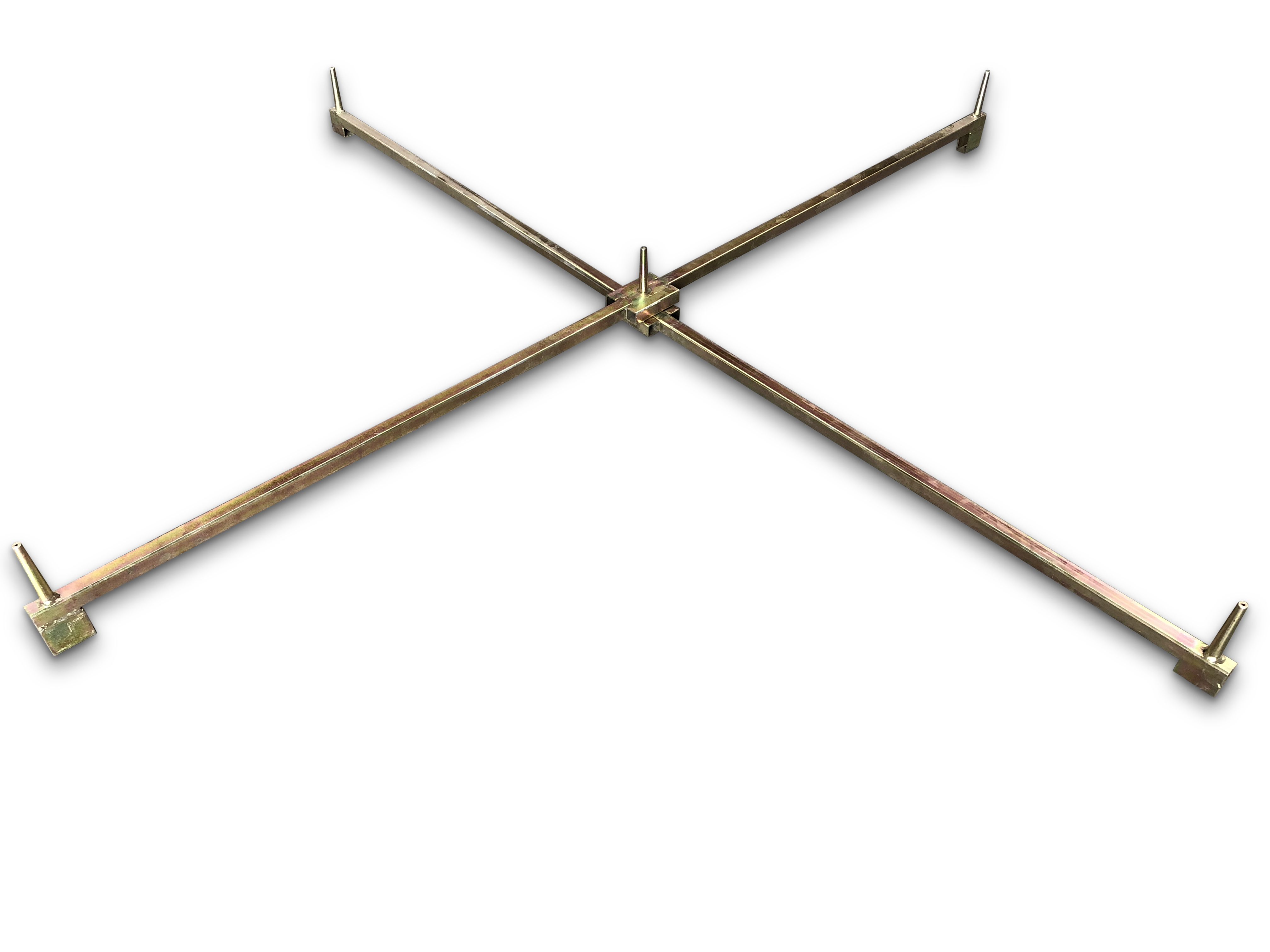 Cross stand for 5 trees (2 x 2 m), yellow galvanised
