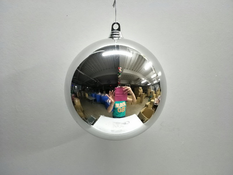 Christmas tree bauble (20 cm), shiny silver 